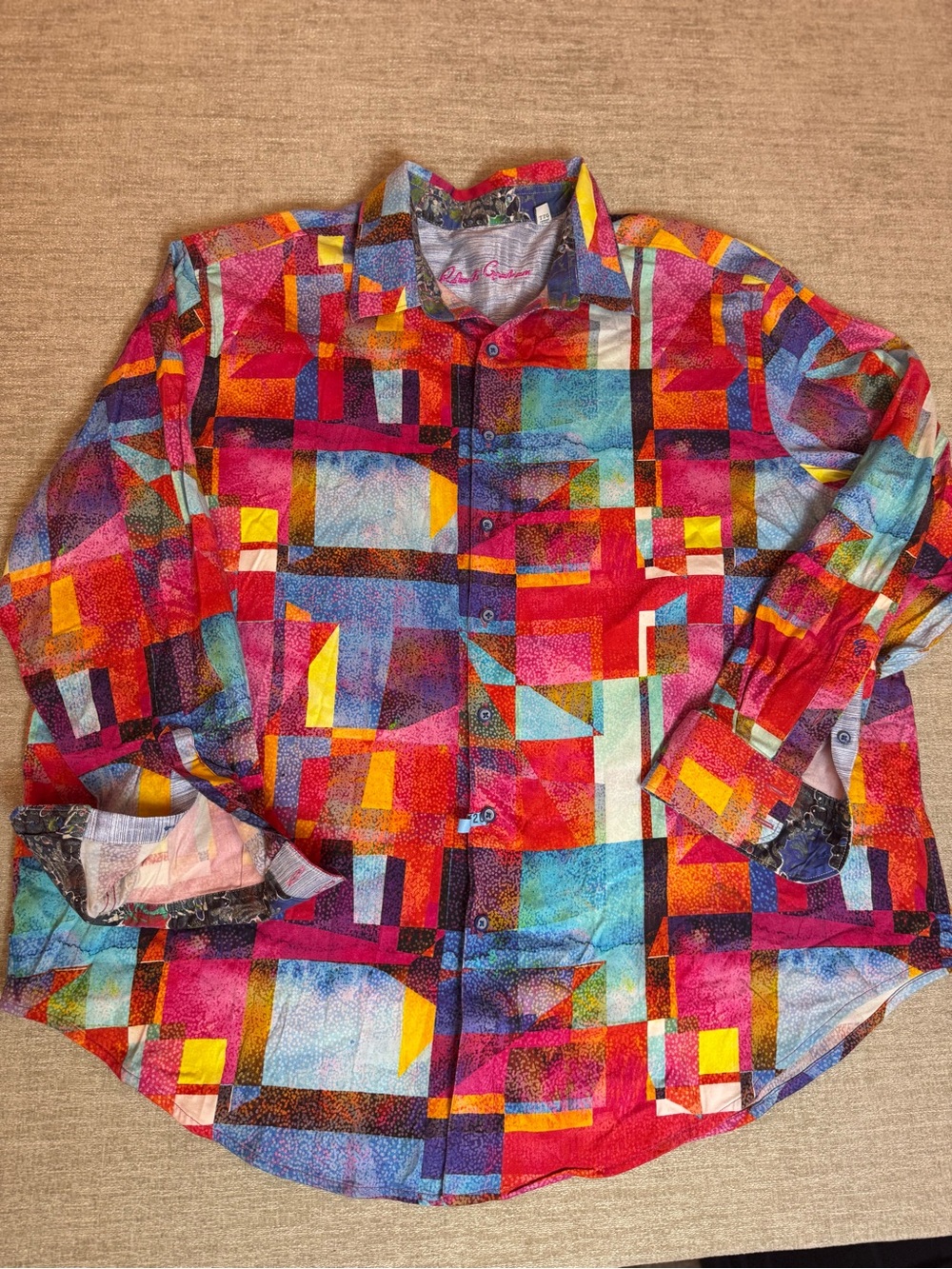 Robert Graham Multicolor Geometric Patchwork Button-Up Shirt 2Xl